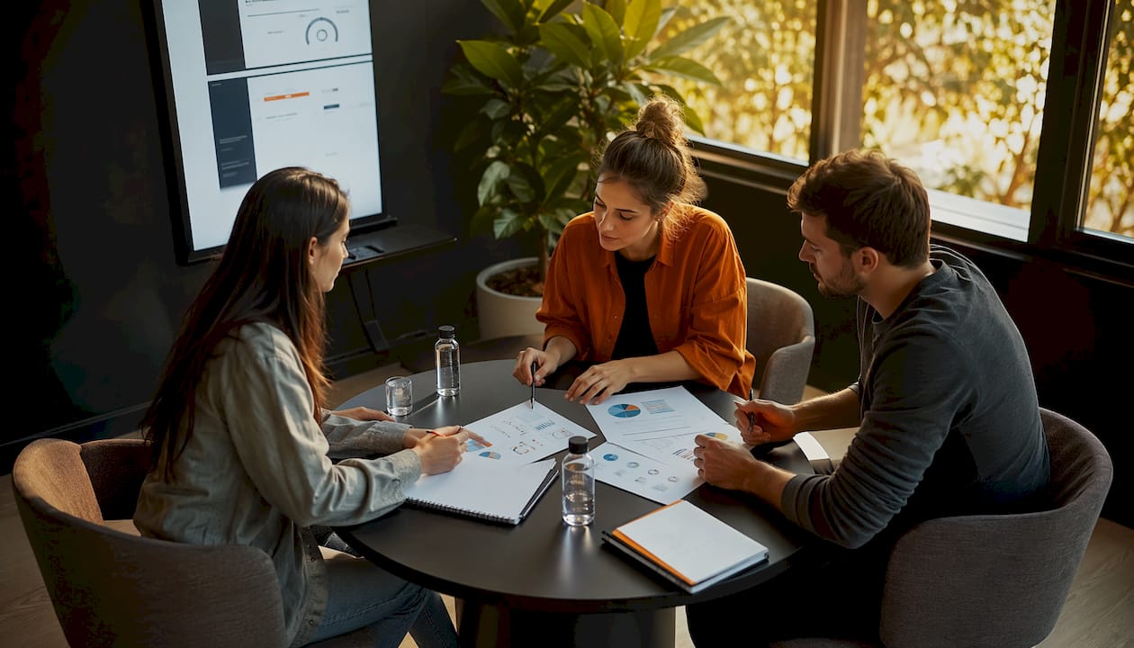 Das Marketing-Team wirft gemeinsam einen Blick auf die aktuellen ROAS-Auswertungen und bespricht die Ergebnisse.