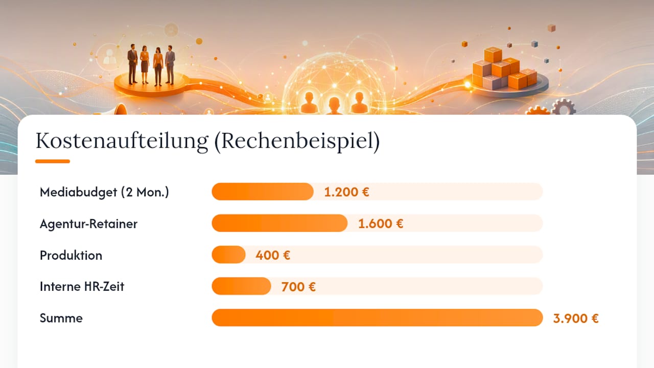 Berechnung der Kosten pro Einstellung aus 1.950 Euro